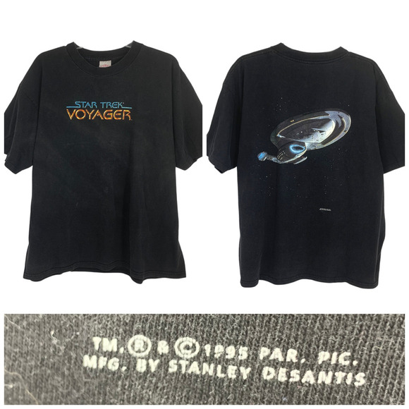 Vtg 1995 Stanley Desantis x Star Trek Voyager Sz XL Single Stitch Tee T Shirt - Picture 1 of 8